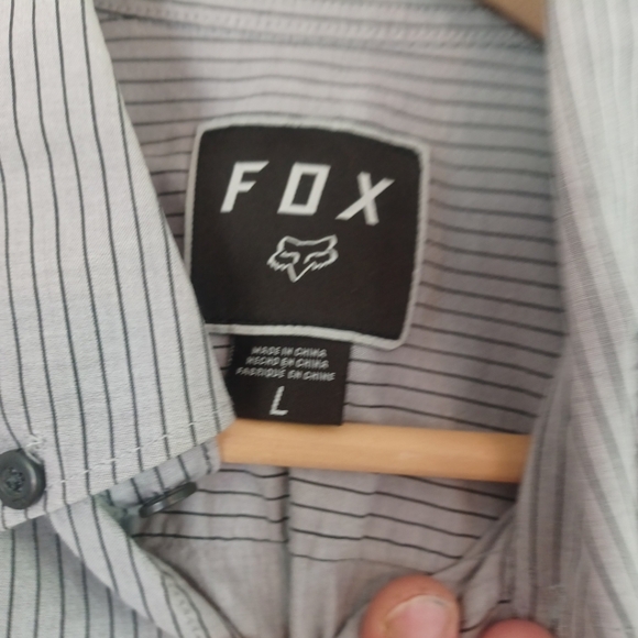 Fox Racing Shirt Mens XL Gray Stripes Button Down Short Sleeve Lightweight Moto - Picture 7 of 13